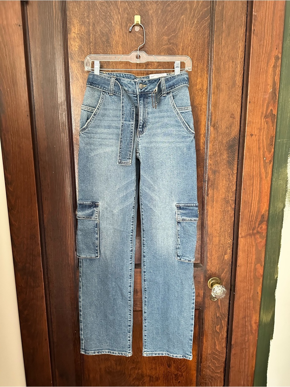 NWT SO High-Waist Blue Cargo Pocket Women’s Jeans